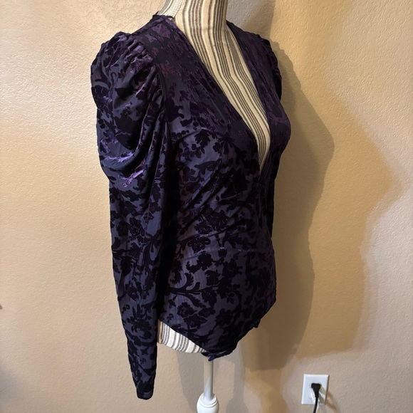 Final Sale! NWT Free People Bodysuit Lg Deep Purple Floral Deep Sea Magic Hour - Picture 8 of 16